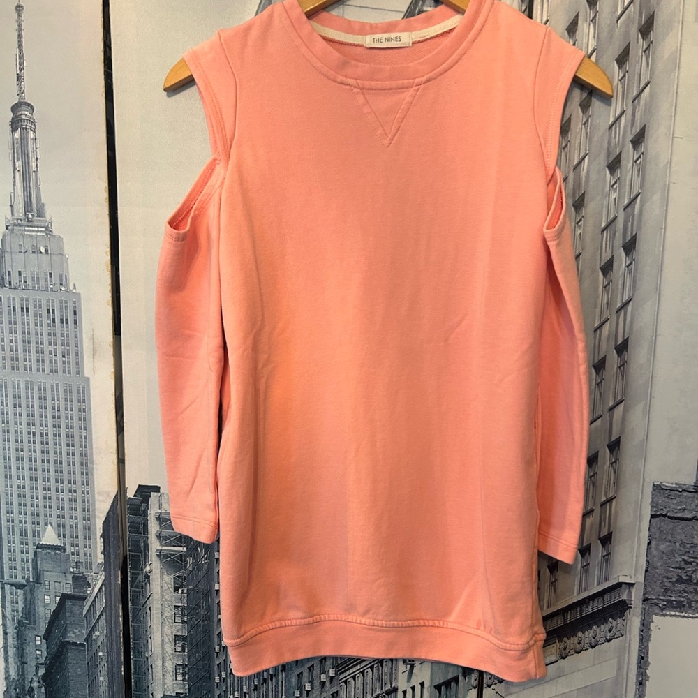 Pink Cold-Shoulder Sweatshirt Top